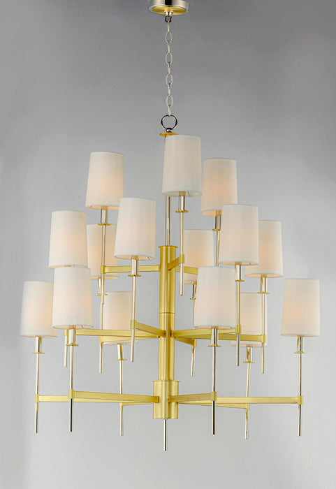 Maxim 32399OFSBRPN 15 Light Chandelier, Satin Brass / Polished Nickel