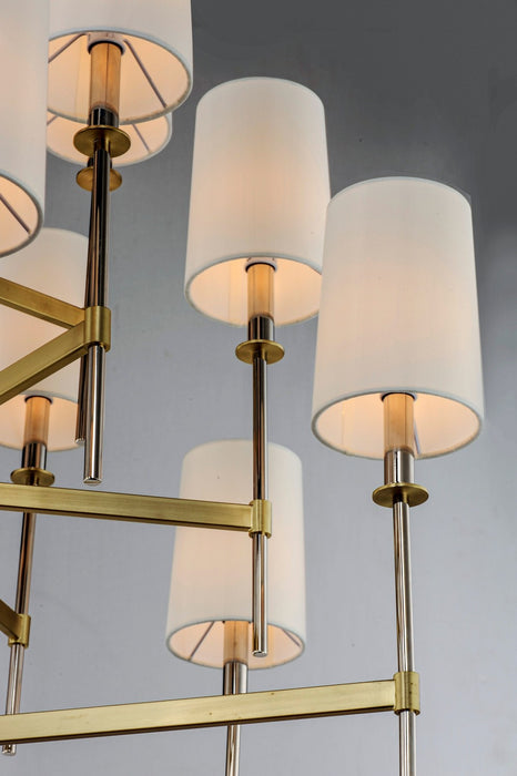 Maxim 32399OFSBRPN 15 Light Chandelier, Satin Brass / Polished Nickel