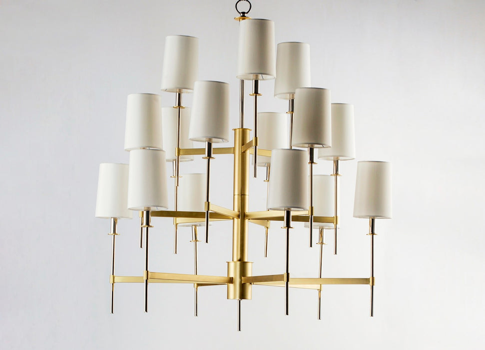 Maxim 32399OFSBRPN 15 Light Chandelier, Satin Brass / Polished Nickel