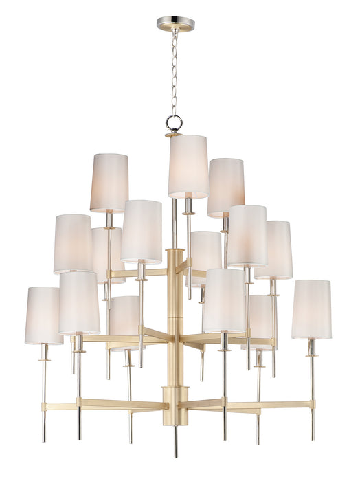 Maxim 32399OFSBRPN 15 Light Chandelier, Satin Brass / Polished Nickel