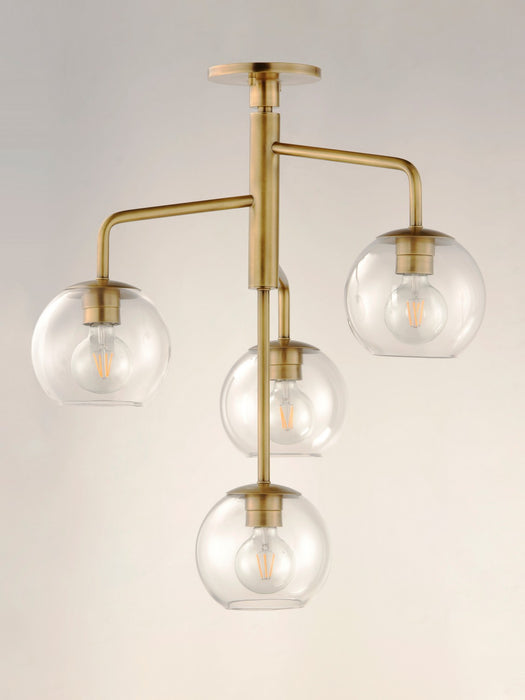 Maxim 38414CLNAB Four Light Pendant, Natural Aged Brass
