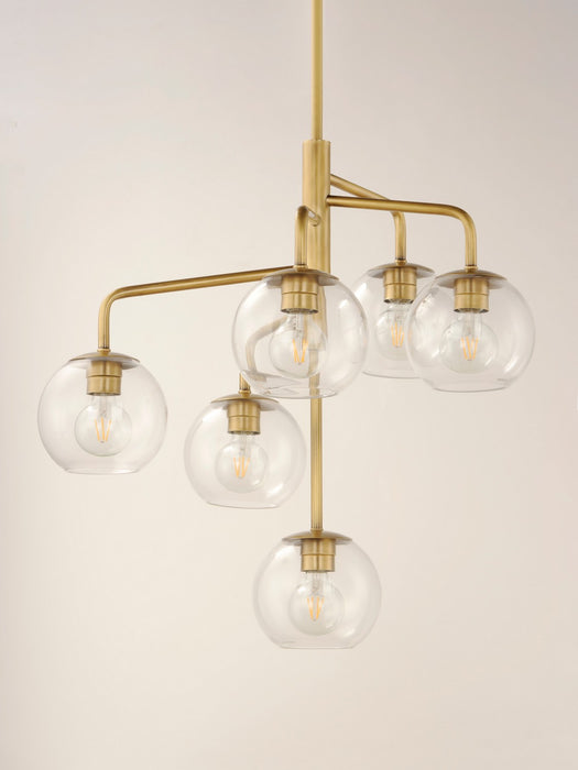 Maxim 38416CLNAB Six Light Chandelier, Natural Aged Brass