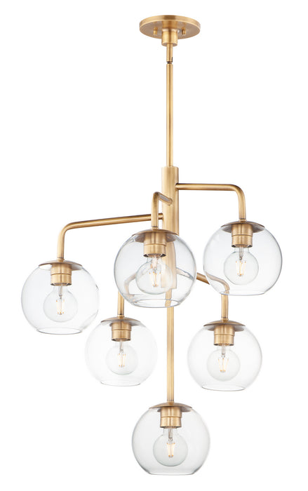 Maxim 38416CLNAB Six Light Chandelier, Natural Aged Brass