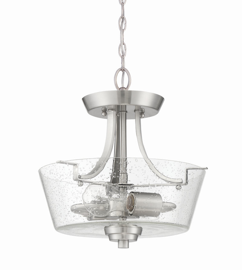 Craftmade 41952-BNK-CS Two Light Semi Flush Mount Convertible, Brushed Polished Nickel