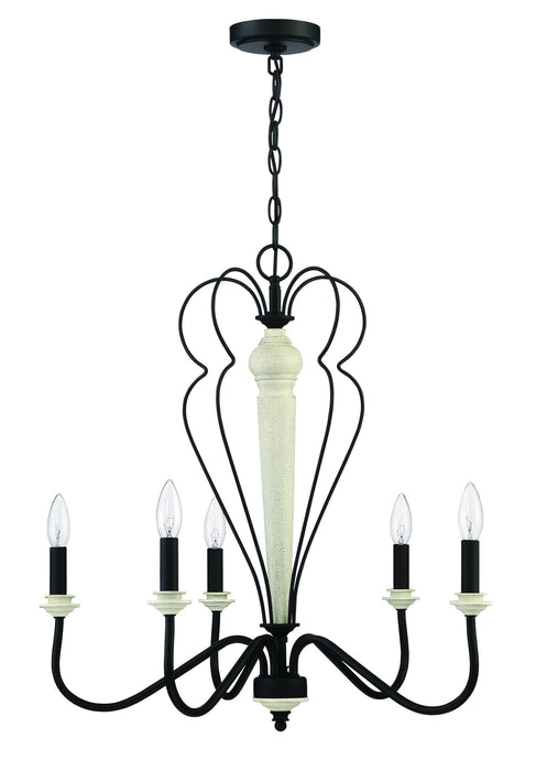 Craftmade 52525-CWESP Five Light Chandelier, Cottage White/Espresso