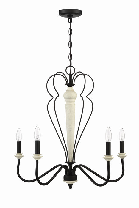 Craftmade 52525-CWESP Five Light Chandelier, Cottage White/Espresso