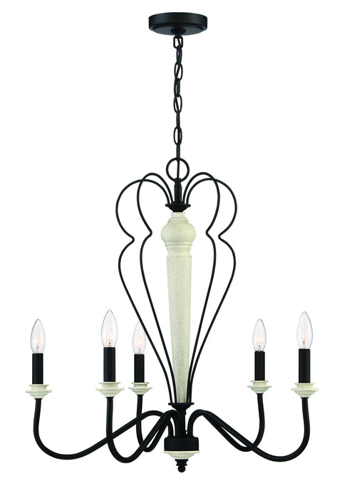 Craftmade 52525-CWESP Five Light Chandelier, Cottage White/Espresso