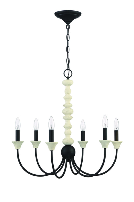 Craftmade 52626-CWESP Six Light Chandelier, Cottage White/Espresso