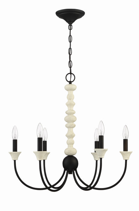 Craftmade 52626-CWESP Six Light Chandelier, Cottage White/Espresso