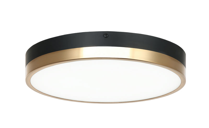 Matteo Lighting M15301BKAG LED Flush Mount, Black & Aged Gold Brass