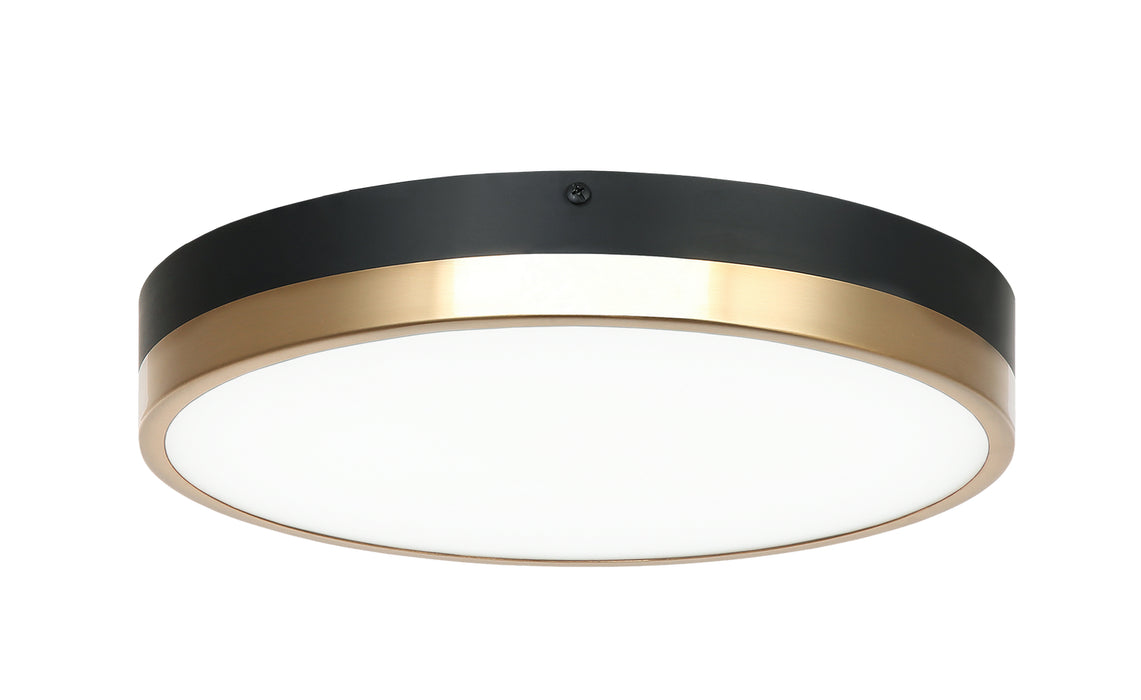 Matteo Lighting M15301BKAG LED Flush Mount, Black & Aged Gold Brass