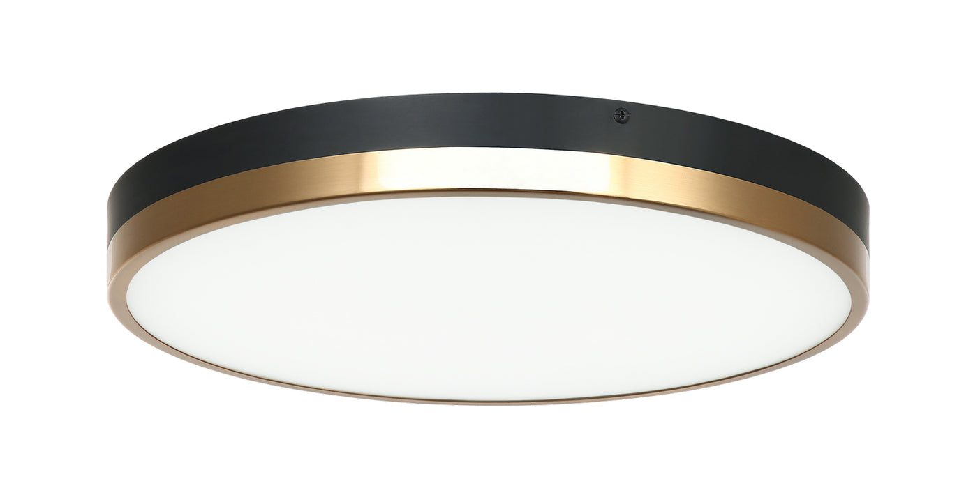 Matteo Lighting M15302BKAG LED Flush Mount, Black & Aged Gold Brass
