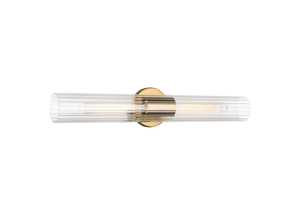 Matteo Lighting S05403AG Two Light Wall Sconce, Aged Gold Brass