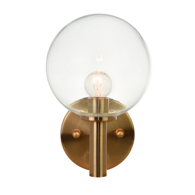 Matteo Lighting S06001AGCL One Light Wall Sconce, Aged Gold Brass