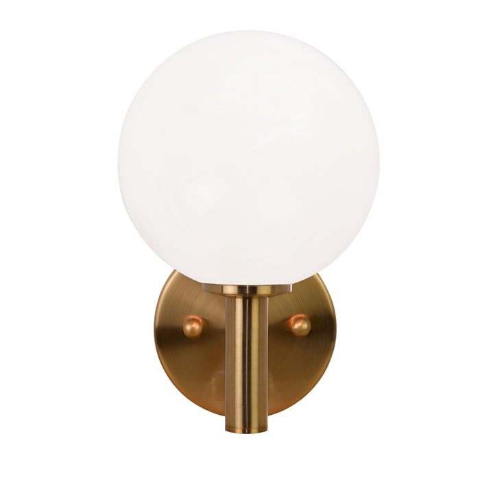 Matteo Lighting S06001AGOP One Light Wall Sconce, Aged Gold Brass