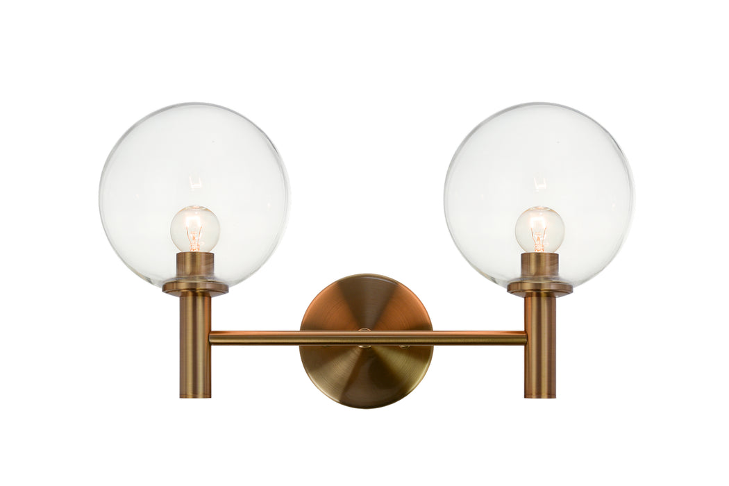 Matteo Lighting S06002AGCL Two Light Wall Sconce, Aged Gold Brass