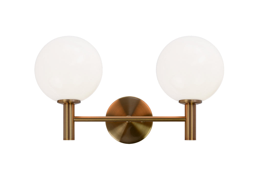 Matteo Lighting S06002AGOP Two Light Wall Sconce, Aged Gold Brass