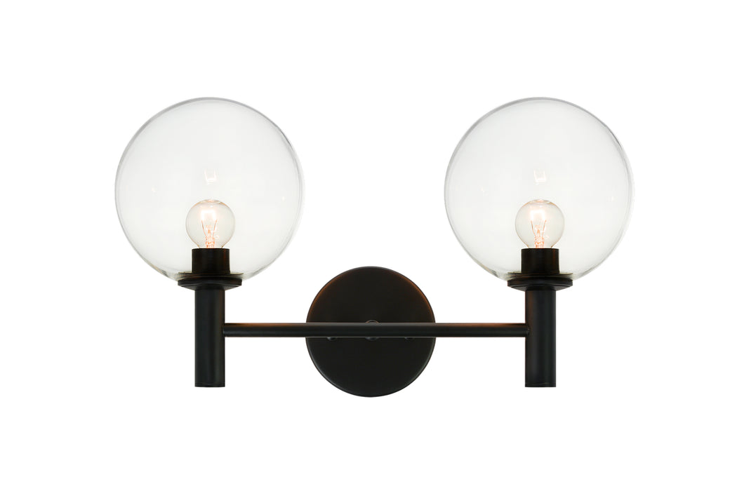 Matteo Lighting S06002BKCL Two Light Wall Sconce, Black