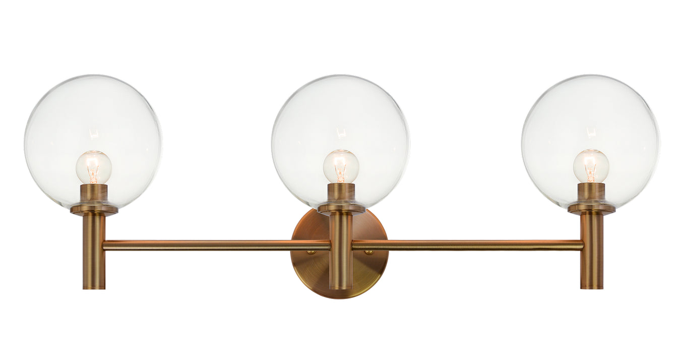 Matteo Lighting S06003AGCL Three Light Wall Sconce, Aged Gold Brass
