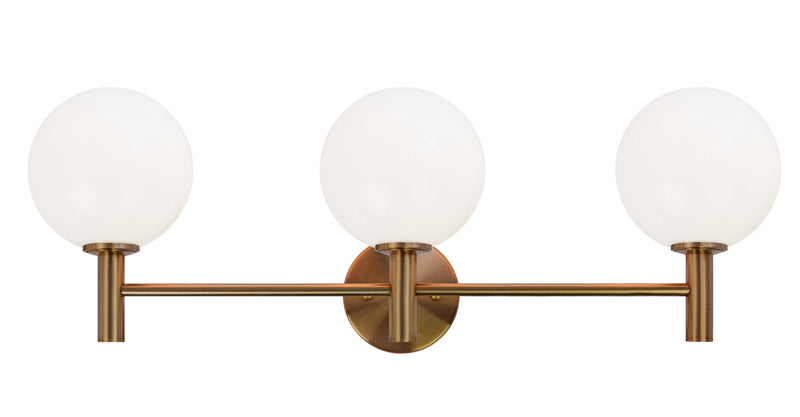 Matteo Lighting S06003AGOP Three Light Wall Sconce, Aged Gold Brass