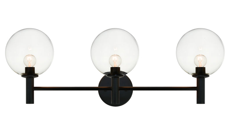 Matteo Lighting S06003BKCL Three Light Wall Sconce, Black