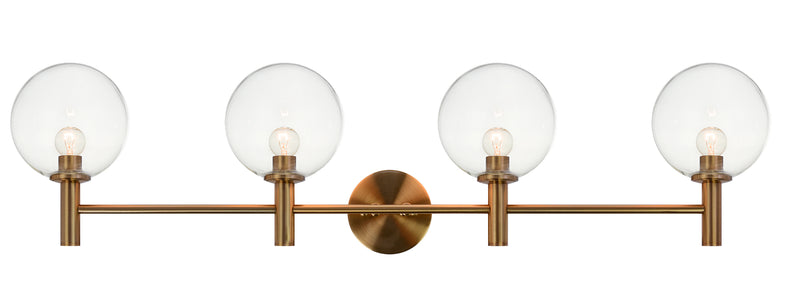 Matteo Lighting S06004AGCL Four Light Wall Sconce, Aged Gold Brass
