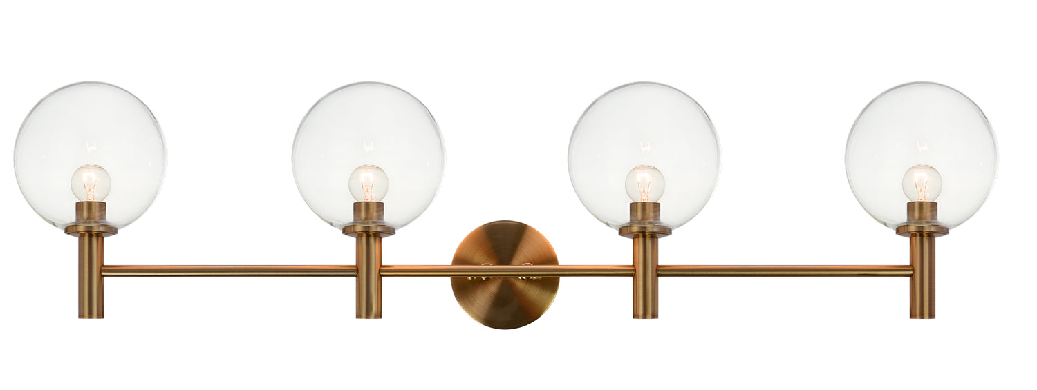 Matteo Lighting S06004AGCL Four Light Wall Sconce, Aged Gold Brass