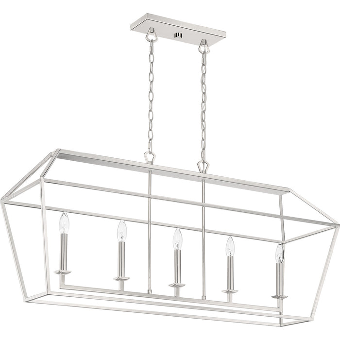 Quoizel AVY542PK Five Light Island Chandelier, Polished Nickel