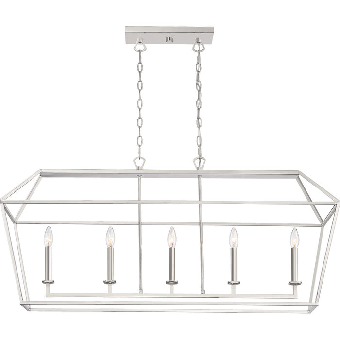 Quoizel AVY542PK Five Light Island Chandelier, Polished Nickel