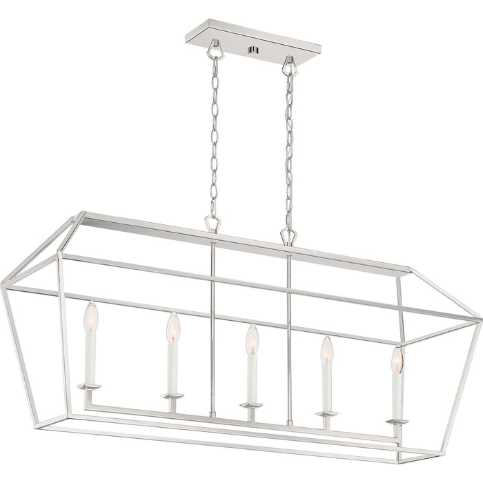 Quoizel AVY542PK Five Light Island Chandelier, Polished Nickel