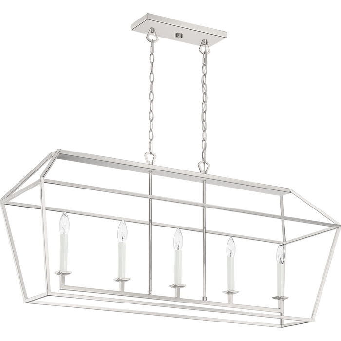 Quoizel AVY542PK Five Light Island Chandelier, Polished Nickel