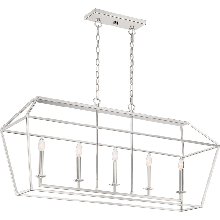 Quoizel AVY542PK Five Light Island Chandelier, Polished Nickel