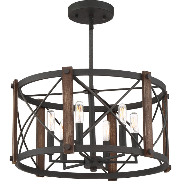 Quoizel BRO1720MK Six Light Semi-Flush Mount, Marcado Black