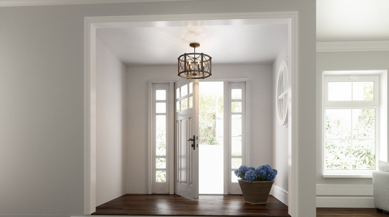 Quoizel BRO1720MK Six Light Semi-Flush Mount, Marcado Black