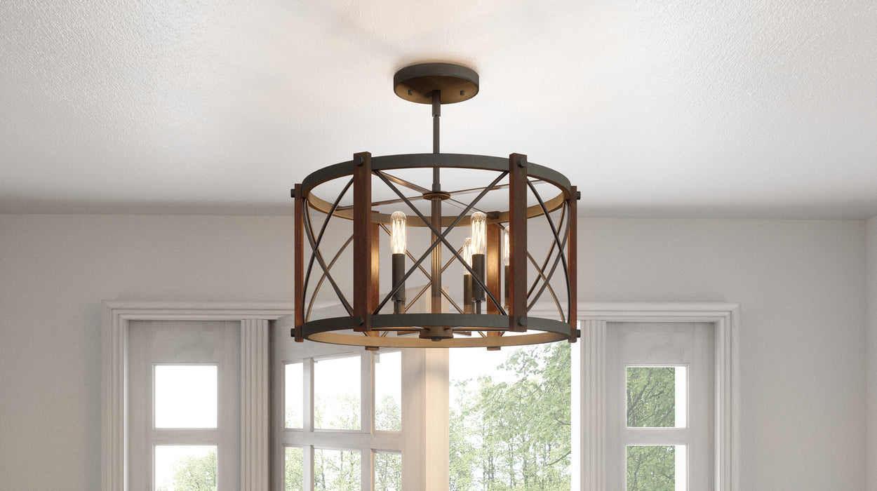 Quoizel BRO1720MK Six Light Semi-Flush Mount, Marcado Black