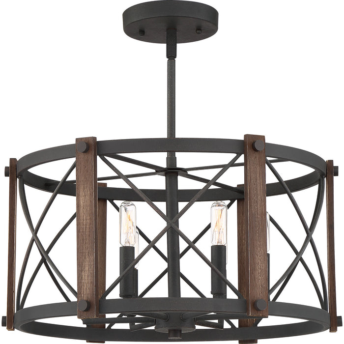 Quoizel BRO1720MK Six Light Semi-Flush Mount, Marcado Black