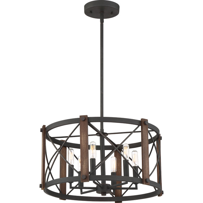 Quoizel BRO2820MK Six Light Pendant, Marcado Black