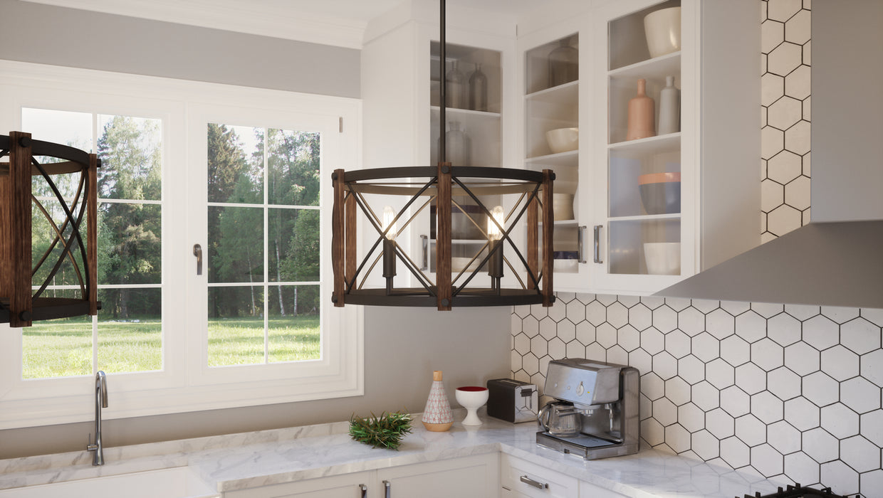 Quoizel BRO2820MK Six Light Pendant, Marcado Black