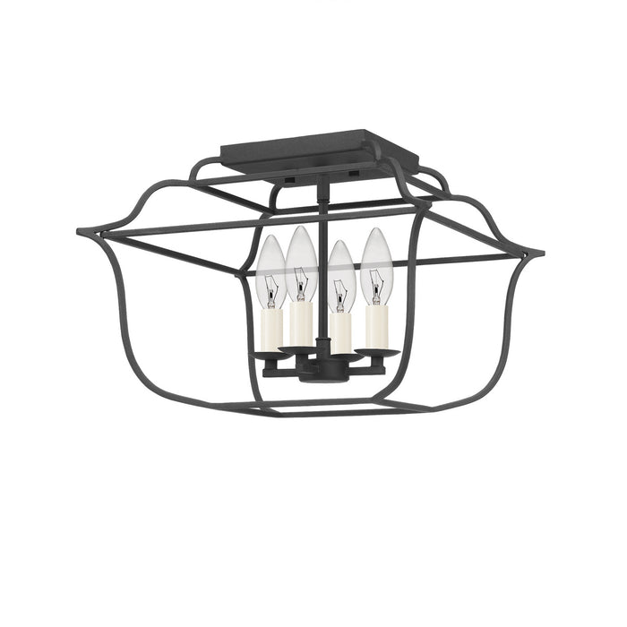 Quoizel GLY1714BA Four Light Semi-Flush Mount, Royal Ebony