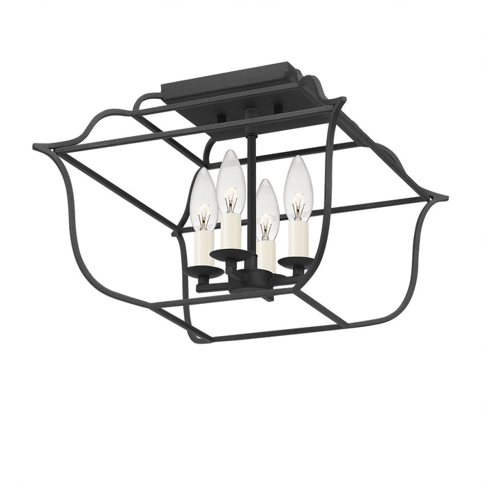 Quoizel GLY1714BA Four Light Semi-Flush Mount, Royal Ebony