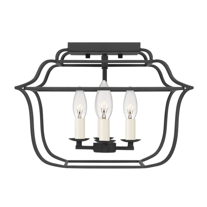 Quoizel GLY1714BA Four Light Semi-Flush Mount, Royal Ebony