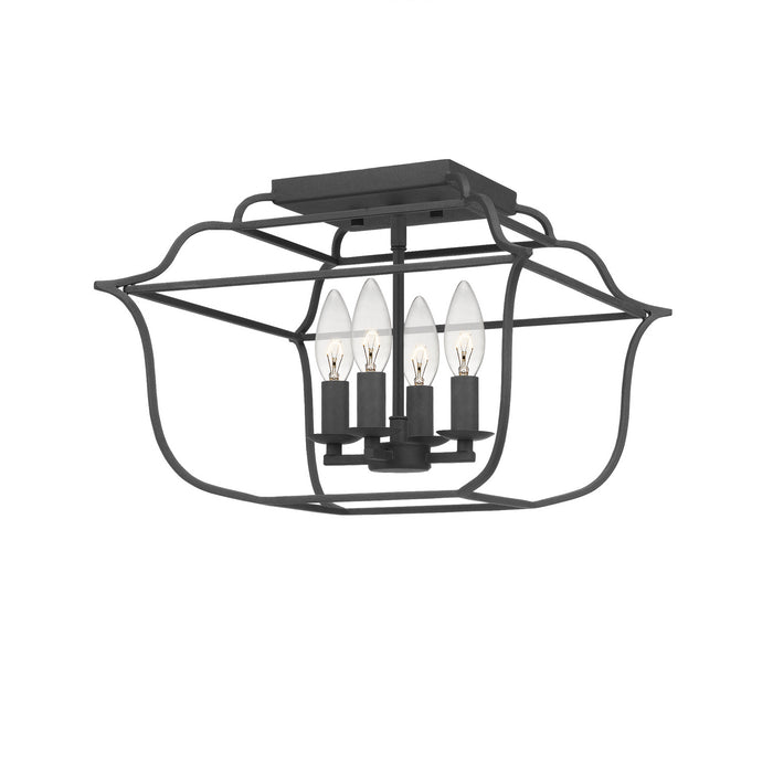 Quoizel GLY1714BA Four Light Semi-Flush Mount, Royal Ebony