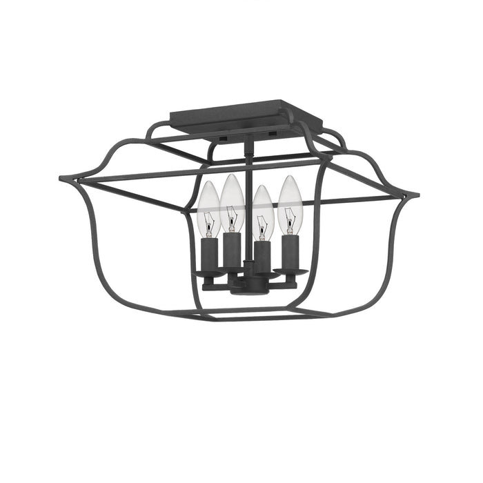 Quoizel GLY1714BA Four Light Semi-Flush Mount, Royal Ebony