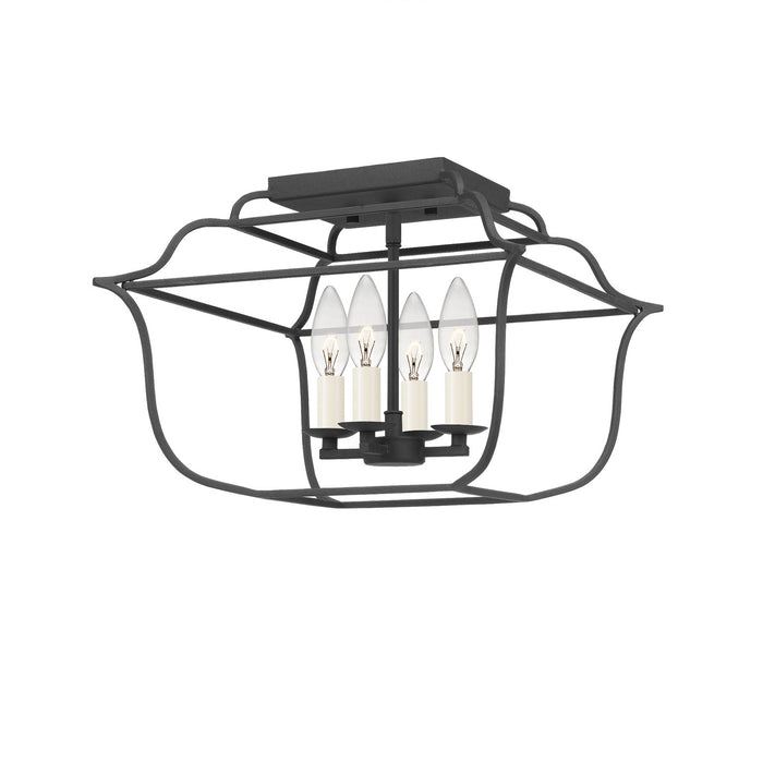 Quoizel GLY1714BA Four Light Semi-Flush Mount, Royal Ebony