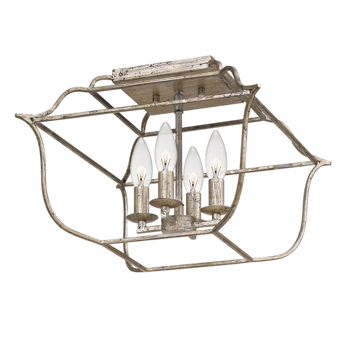 Quoizel GLY1714CS Four Light Semi-Flush Mount, Century Silver Leaf