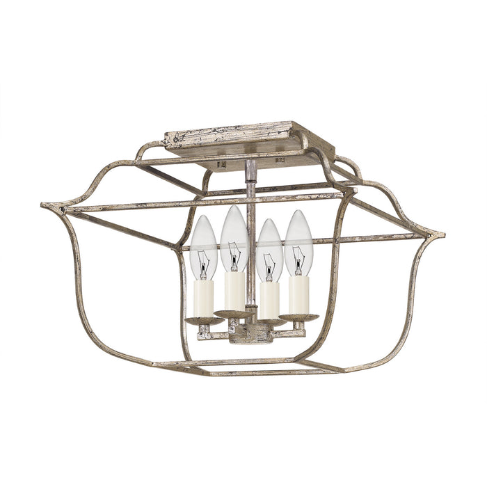 Quoizel GLY1714CS Four Light Semi-Flush Mount, Century Silver Leaf