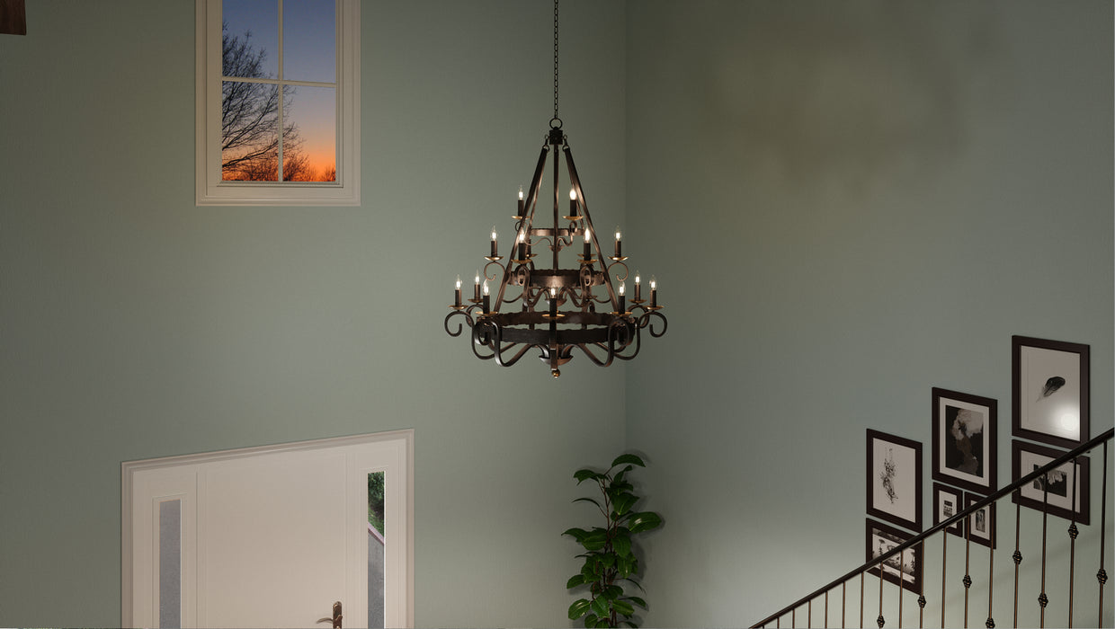 Quoizel NBE5018RK 18 Light Chandelier, Rustic Black