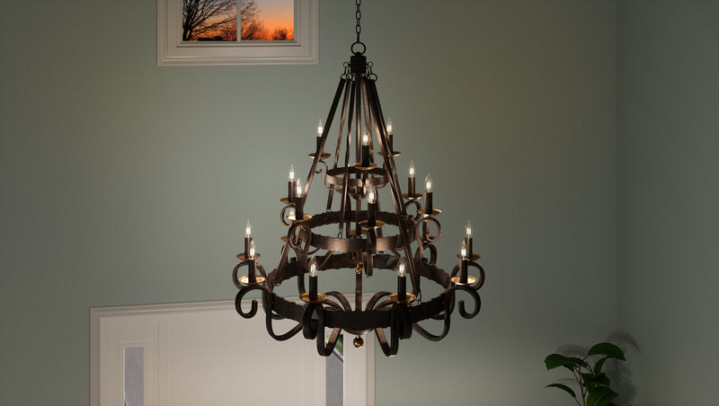 Quoizel NBE5018RK 18 Light Chandelier, Rustic Black