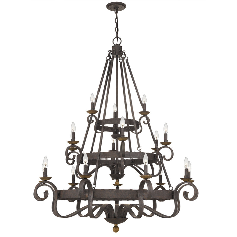 Quoizel NBE5018RK 18 Light Chandelier, Rustic Black