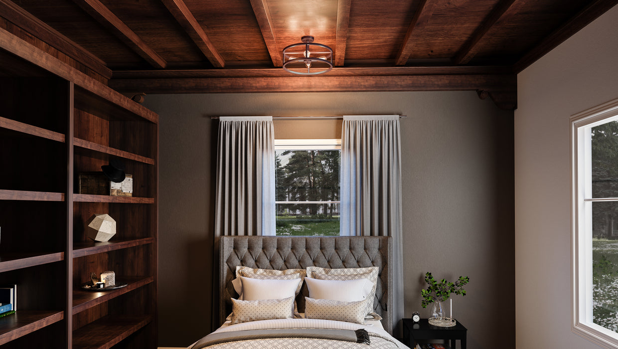 Quoizel NHR1720WT Five Light Semi-Flush Mount, Western Bronze